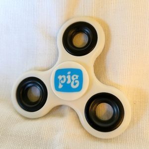 PIG White & Blue Fidget Spinner with Black Features